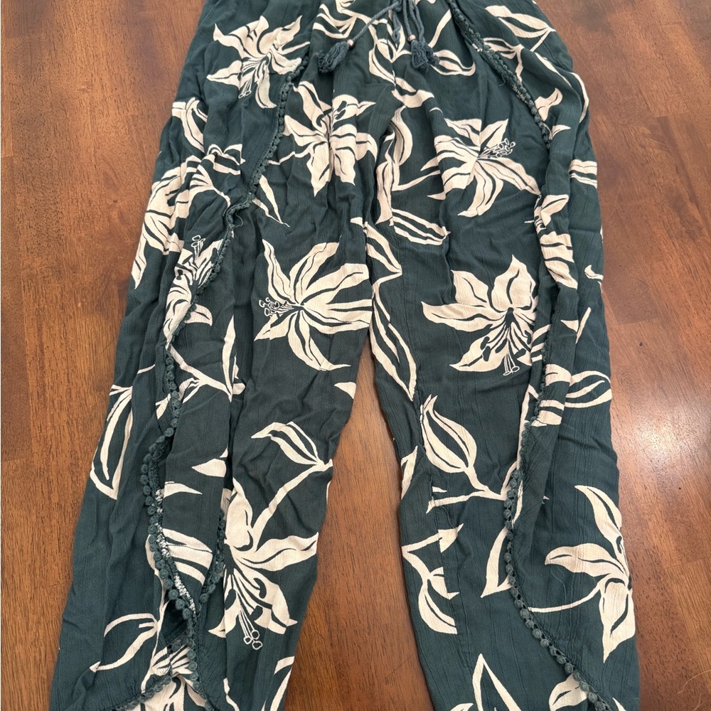 Angie Green and Cream Floral Pants